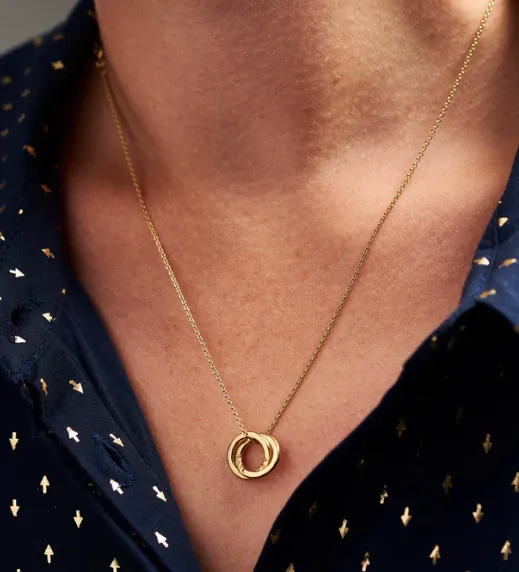 Personalised Mini Two Ring Russian Necklace